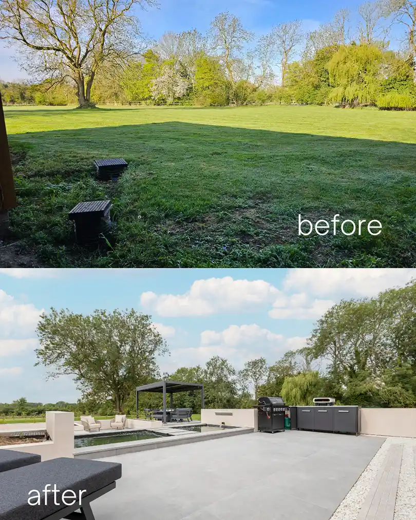 Before and after: North Tuddenham Landscaped garden site in Norfolk
