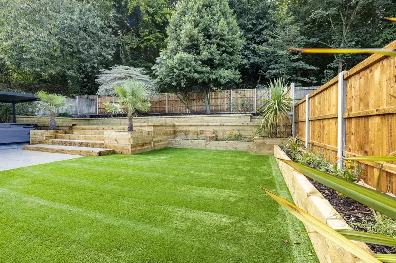 A Norfolk garden with artificial grass.
